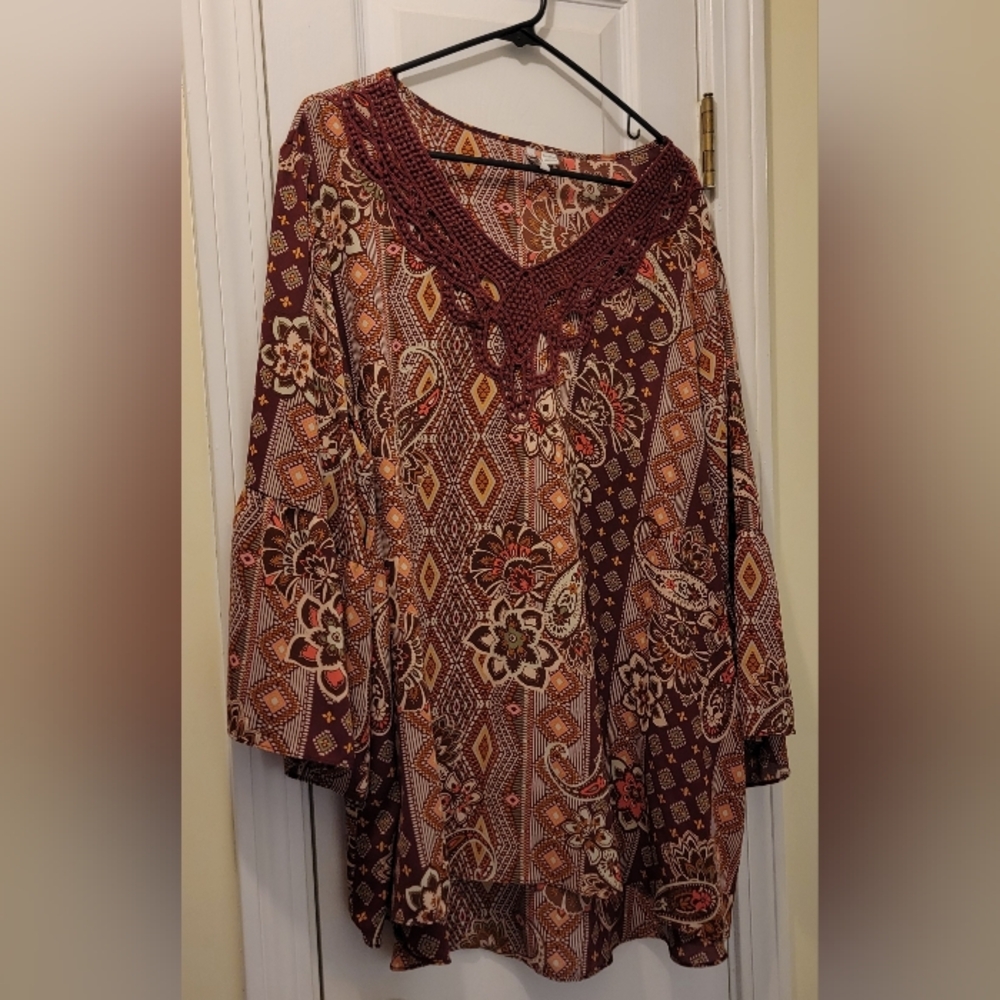 EST. 1946 Earth Tone, Size 26/28 Women's Blouse, Peasant, Light Weight, NWOT